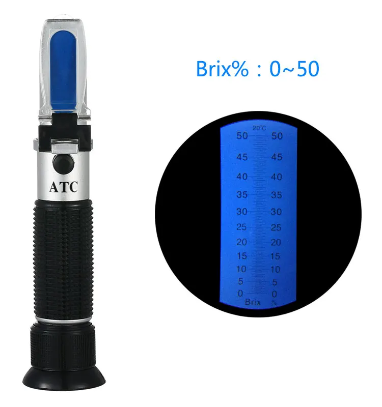 Yieryi Портативный рефрактометр 0-50% по шкале Брикса Ручной рефрактометр для сахара 0-50% высокосахарный измеритель Сладости