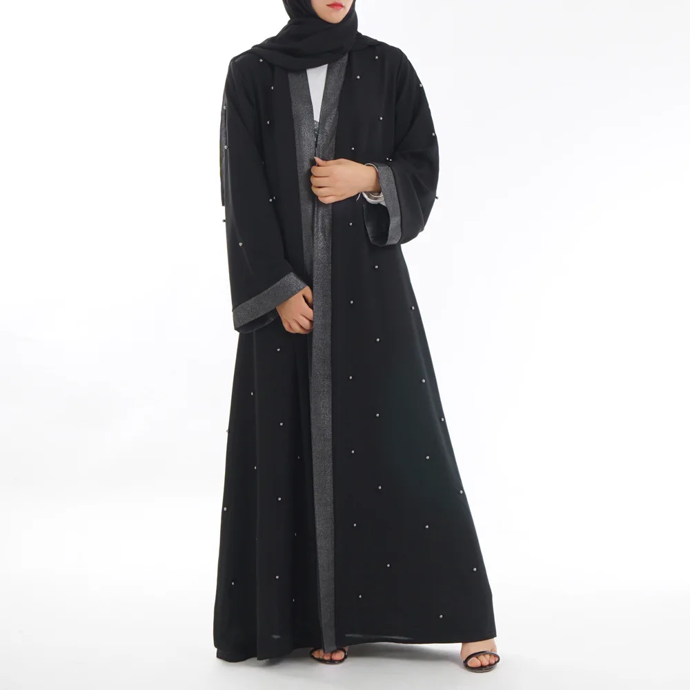 Мусульманское женское платье с бисером турецкое abaya с цветочным принтом Макси кимоно Открытое платье из Дубая женские мусульманские платья Рамадан кафтан