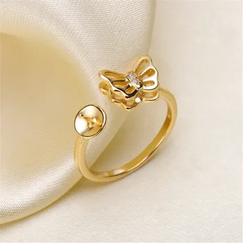 

Pearl fittings factory diy jewelry making Adjustable Blank Ring Base Settings Gold Filling Classic Ring Findings for Women charm