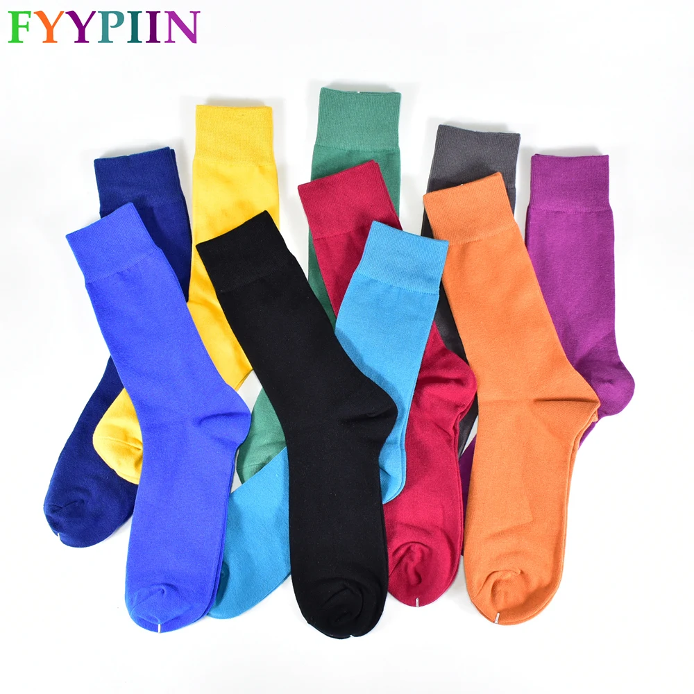 Men's Socks Solid Color Combed Cotton Four Seasons High Quality Black