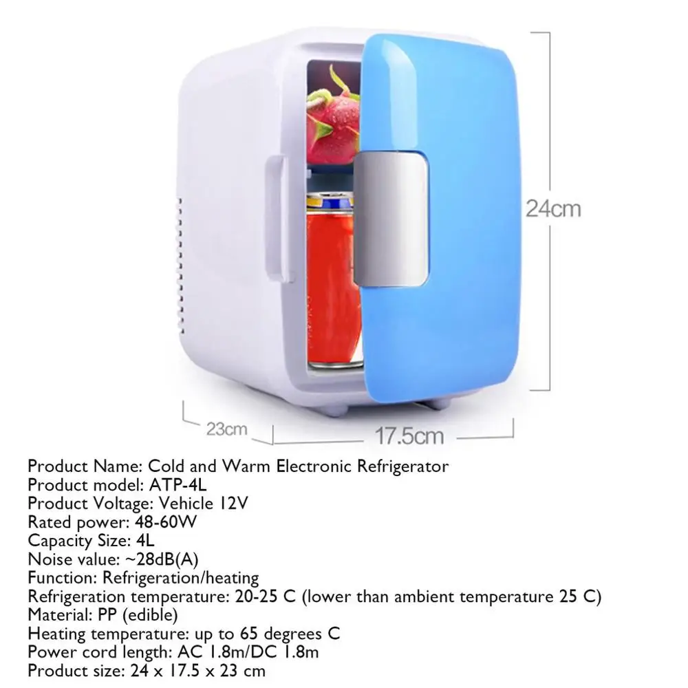 4L автомобильный холодильник, автомобильный переносной мини-холодильник с подогревом и охлаждением с держателем чашки, профессиональный