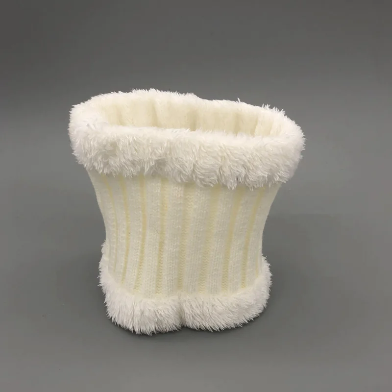 Детские зимние шапки, модные вязаные шапки Skullies, Детские шапочки для мальчиков и девочек, шапки с помпоном из натурального меха енота, Комплект детских шапок и шарфов - Цвет: white scarf