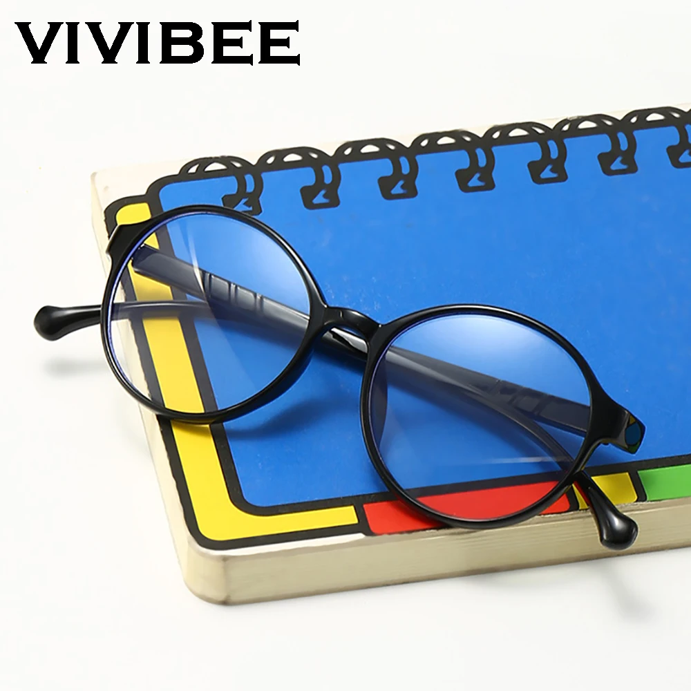 VIVIBEE Kids Blue Light Blocking Round Glasses Fashion Anti Blue Ray Computer Eyeglasses for Boys Girls UV400 Glasses Frame