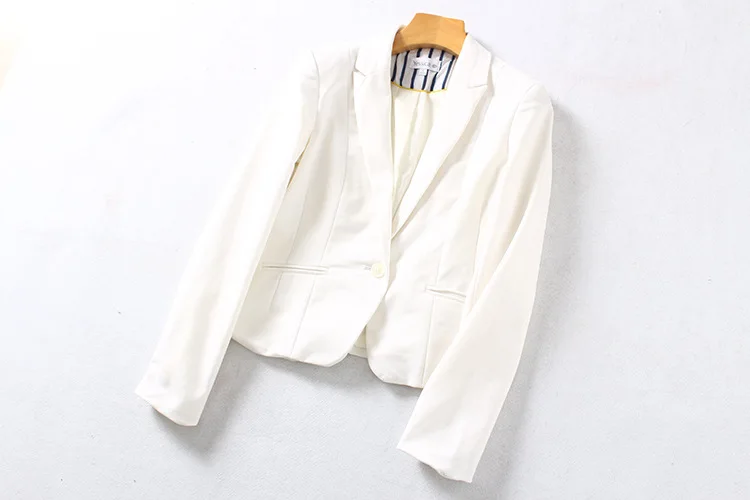 728tj сплошной цвет одна пуговица Slim Fit женский короткий маленький костюм пальто с длинным рукавом костюм