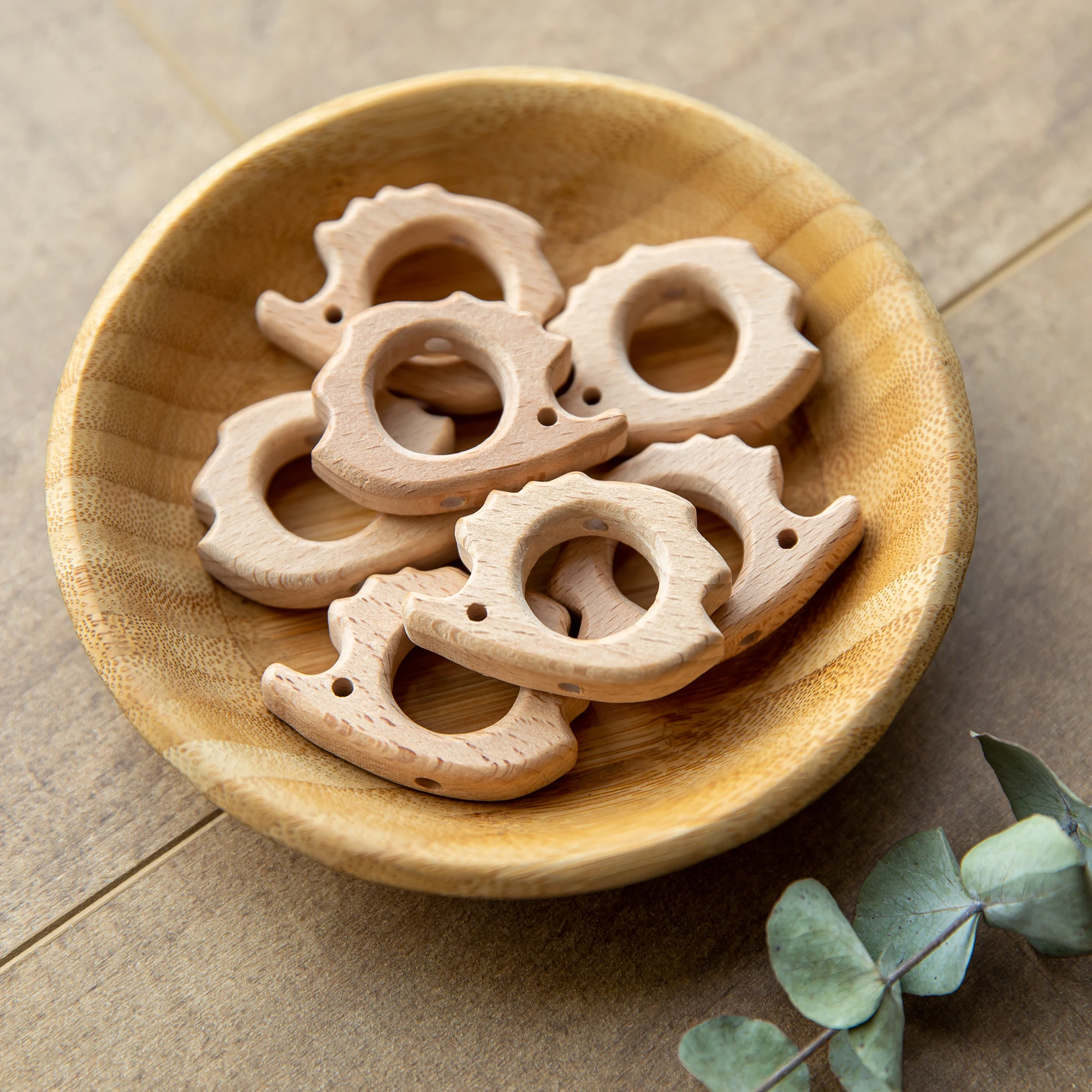 10PC 나무 Teether 동물 구슬 너도밤 나무 설치류 스타 DIY 젖꼭지 체인 젖니가 남 팔찌 액세서리 몬테소리 선물