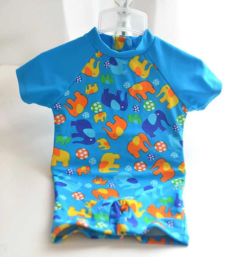 

Micro BOY'S Blue Baby Elephant Surf Wear Hooded Zipper One-piece Two-Piece Set KID'S Swimwear