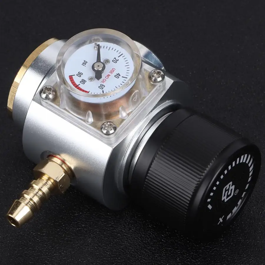 Металл питьевой соломы CO2 мини газовый регулятор 0-90PSI Давление датчик с 5/16in ленты для газопроводов из фторопласта(монтажный комплект многоразовые трубочки