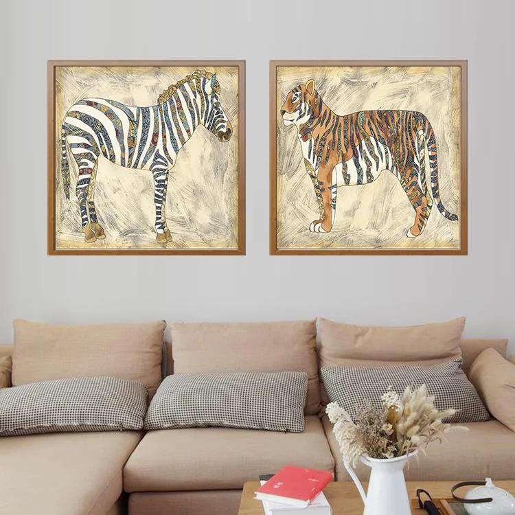 High-definition Modern Spray Painting Retro Tiger Lion Elephant Living Room Decoration Canvas Wall Art Cuadros Decoracion Salon | Дом и сад