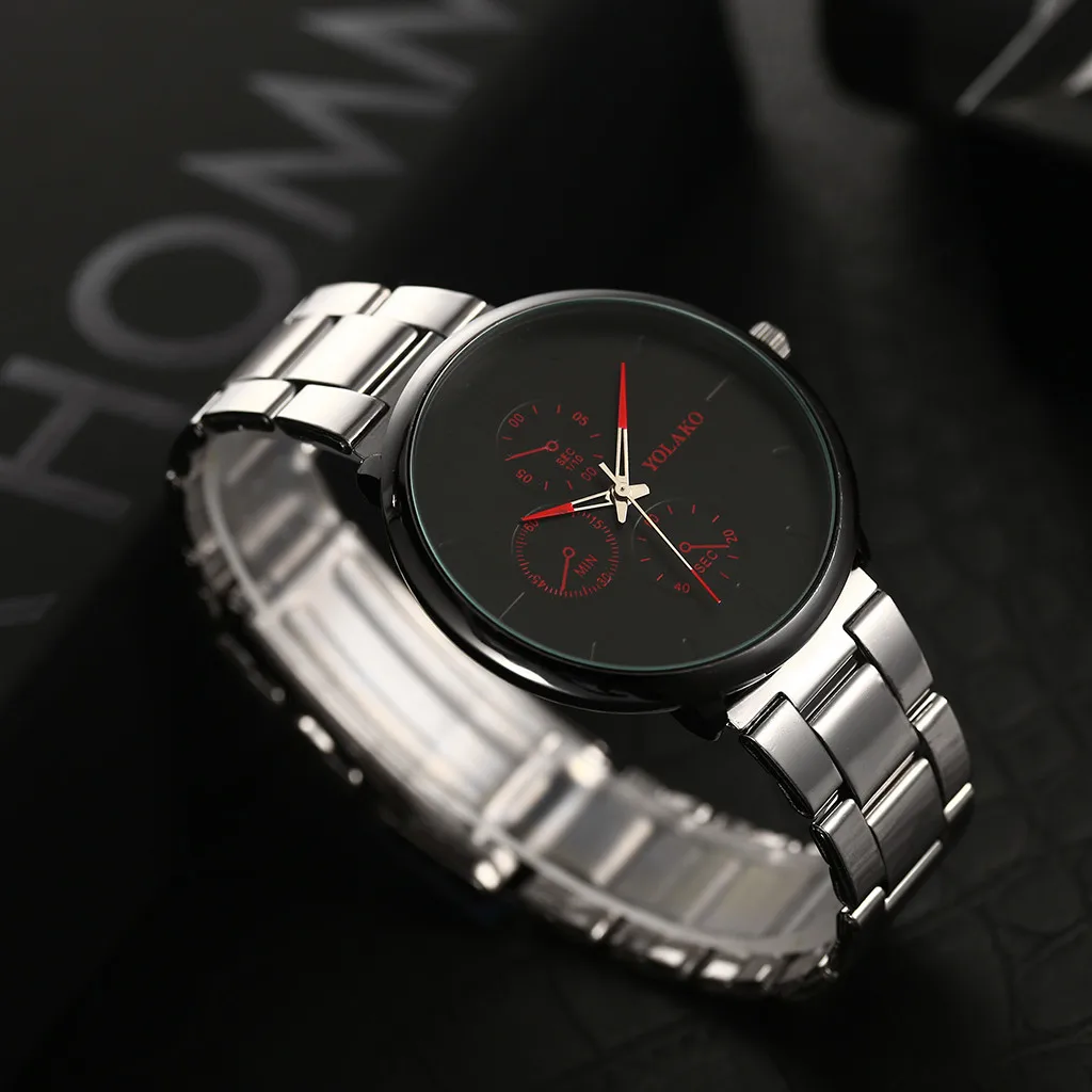 Men's Watch Alloy Mesh Belt Simple Fake Three Eyes Personality Trend Business Hot Sale Christmas Gifts Casual Watch relogio 03