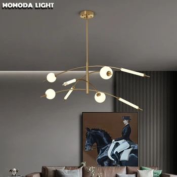 

MOMODA Nordic Creative Living Room Chandeliers Led Brass Dining Room Lamps Hanging Modern Designer Lights Lightings Home Decor