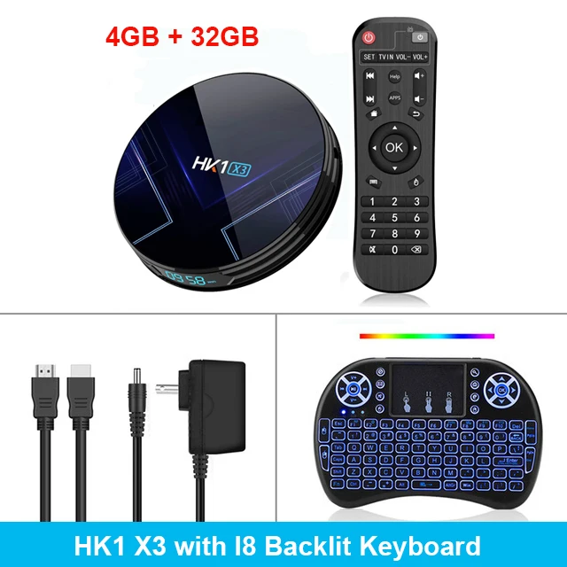 Горячая Распродажа HK1 X3 Smart tv Box Android 9,0 4GB ram 128GB Amlogic S905X3 2,4G 5G Wifi BT 4,0 1000M Youtube HDMI 8K телеприставка - Цвет: 4GB 32GB I8