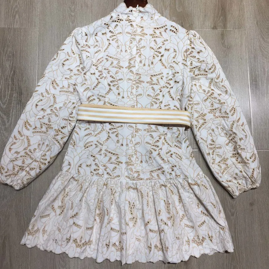 High Quality Women A-line Dress Long Sleeve Hollow Out Embroidery Sexy Dress Holiday and Vocation Winter Dress Women Clothe