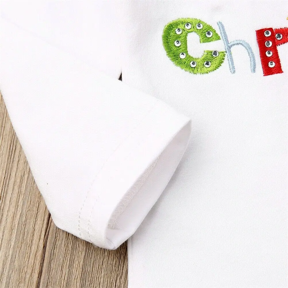 My 1st Christmas Newborn Baby Boy Girl Long Sleeve Cotton T-shirt Tops Striped Long Pant Trouser 2PCS Outfits Xmas Clothing Set
