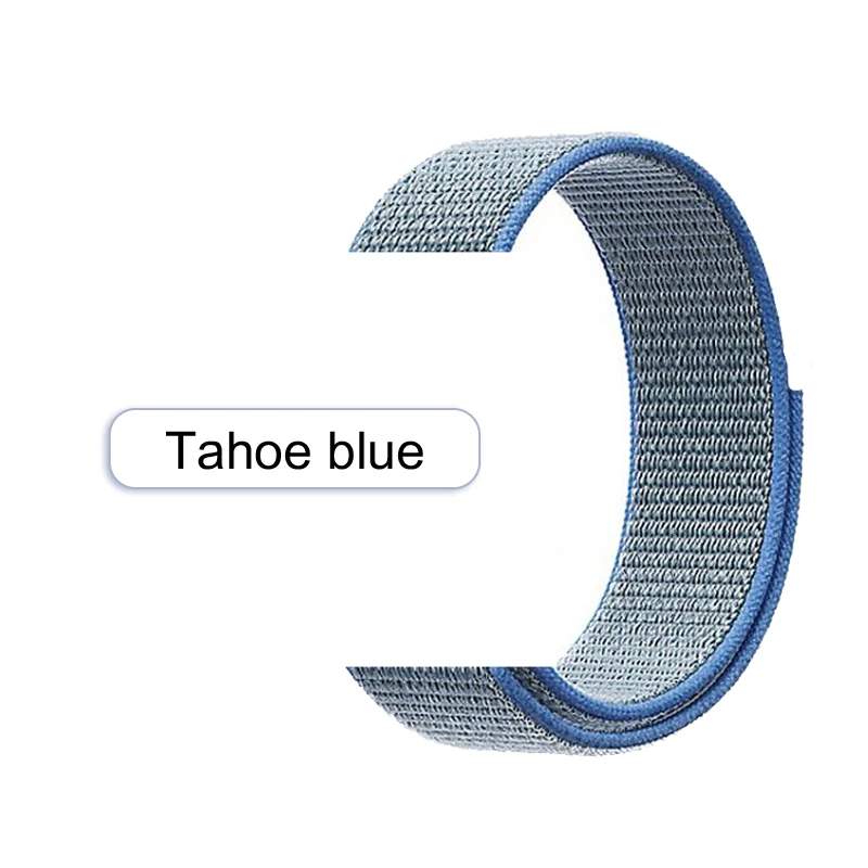 Тканый нейлоновый спортивный ремешок для apple Watch 44 мм 40 iwatch band 4 5Tahoe Синий тканевый