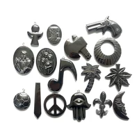 Natural Stone Black Hematite Gun Moon Pendant Men's Necklace Charms Bracelets Bangles DIY Accessories for Jewelry Gift for Man 1