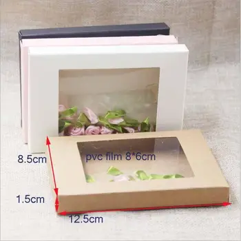 

25pcs Multi Color Paper Gift Packaging Box With Clear PVC Window DIY Craft Jewelry Candy Box
