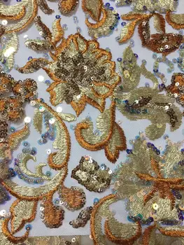 

Latest Design African Cord Lace French lace fabric 2019 High Quality Nigerian Sequins Voile Tulle Mesh Lace Fabrics For Party