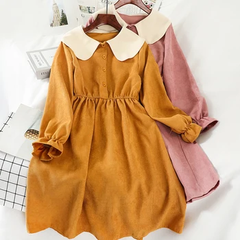 

Fresh Sweet Girl Student Doll Collar Flare Sleeve Midi Dress bowknot peter pan collar high waist victorian dress kawaii girl