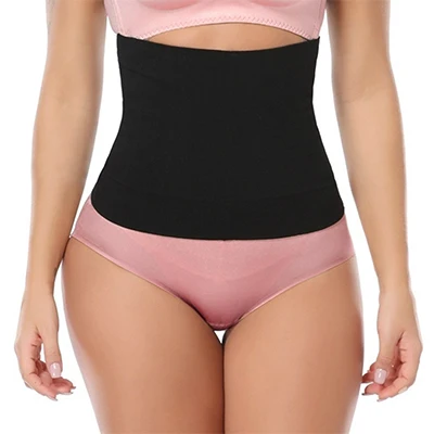 Lose Weight Slimming Belt Slimming Lumbar Sheath Flat Stomach Abdominal Shapewear Waist Trainer Tummy Control Girdle Shapers - Color: Black