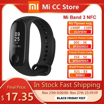 

Xiao Mi Band3 NFC Original OLED Bracelet Heart Rate Time Smart Wristband Fitness Monitor Touch Screen Xiaomi Mi band 3