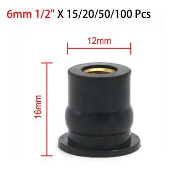 

6mm 1/2" X 15 20 50 100pcs Rubber Well Nuts Windshield Fairing Cowl Wellnuts M6 Universal Windscreen Well Nut Screws Accessories