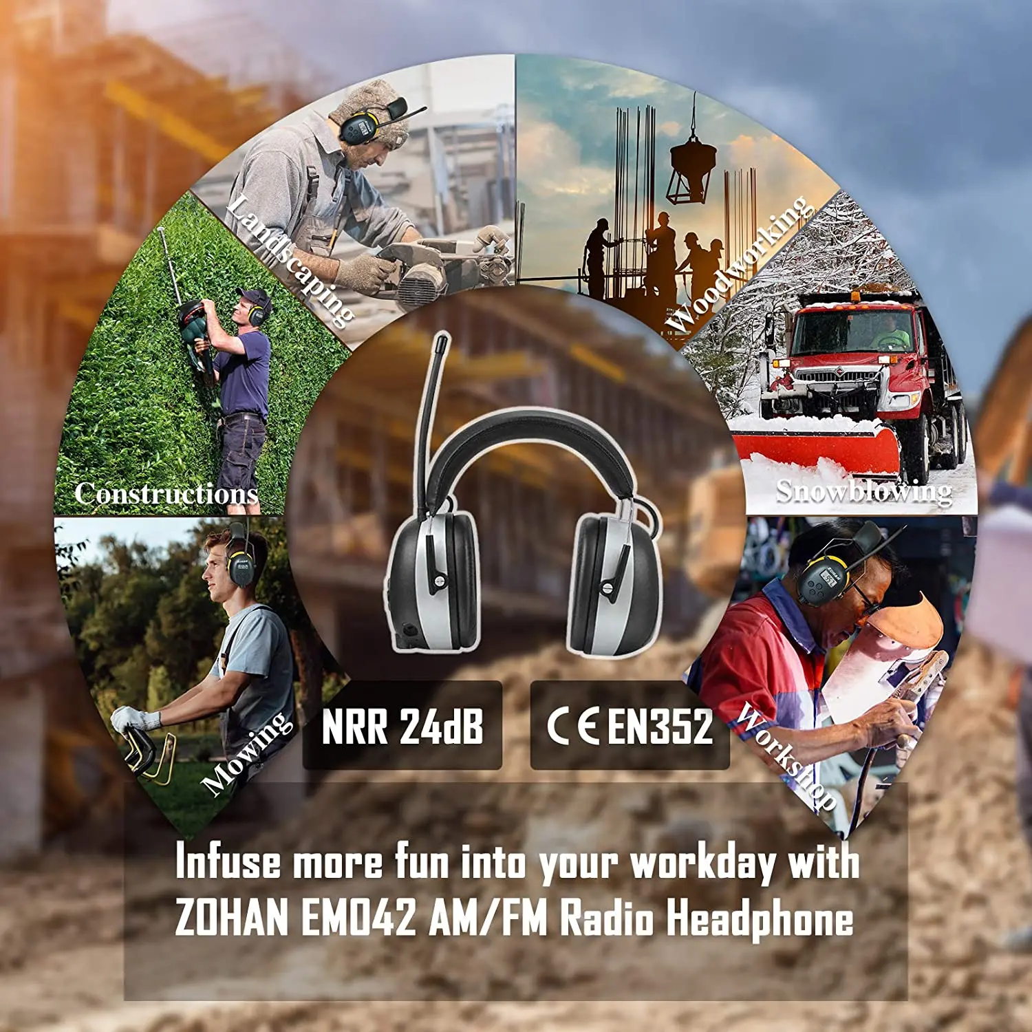 Цифровые наушники ZOHAN AM/FM с защитой ушей профессиональная защита для слуха