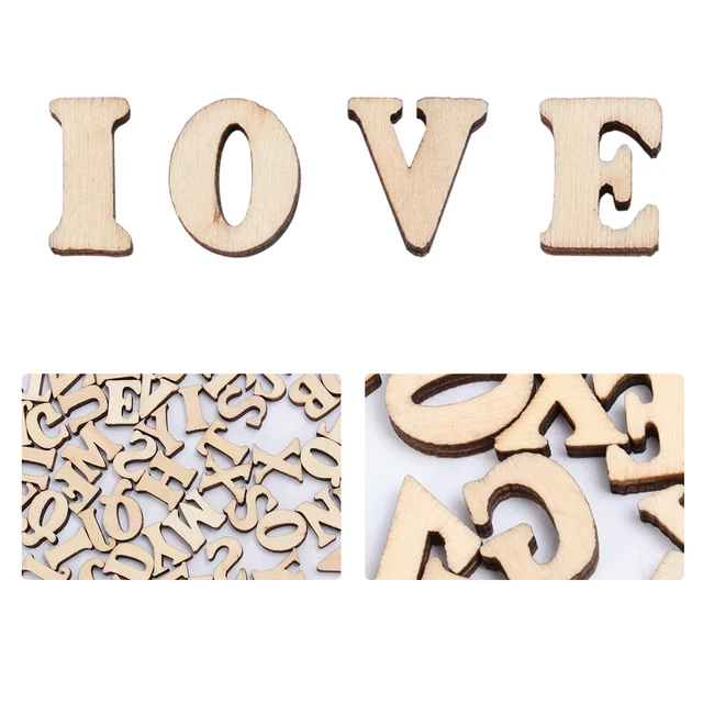 100PCS wooden craft letters small wood letters unfinished wood craft DIY