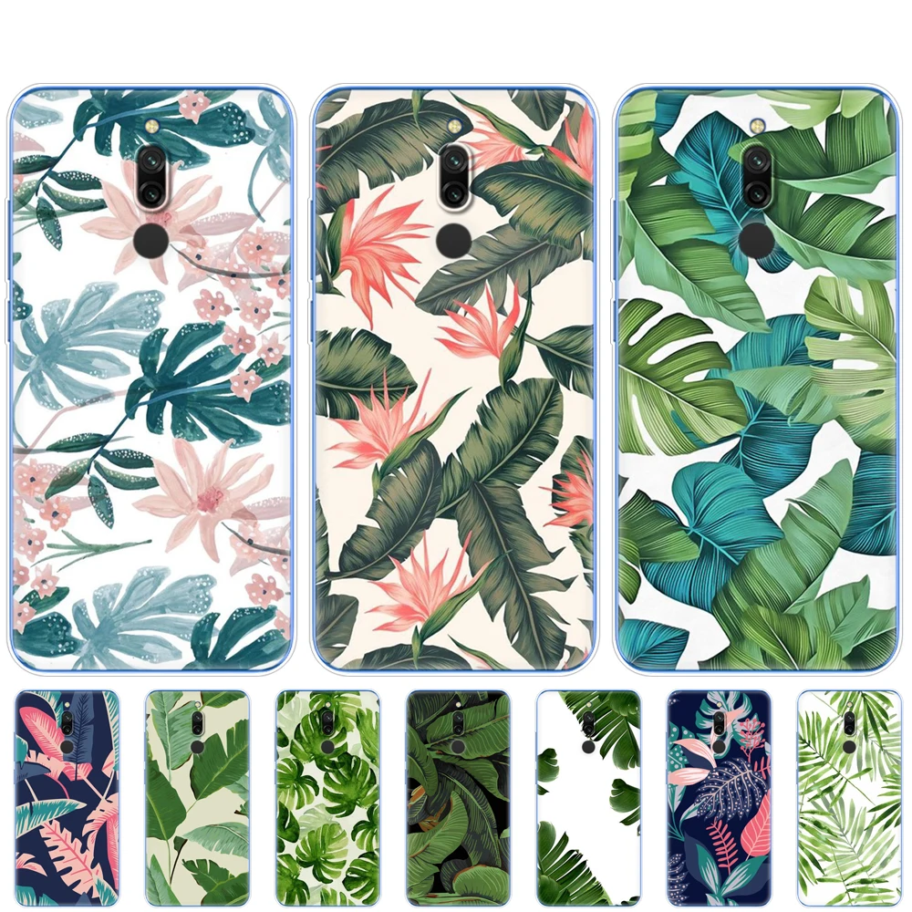 Custodia In Silicone Per Redmi 8A 8 Note 8 9 Pro 8T 9S Custodia Per Xiaomi Mi Note 10 Pro 9 Lite Poco F2 Pro Piante Tropicali Foglie Verdi
