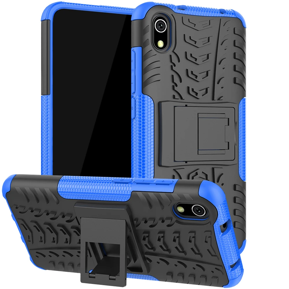 For Xiaomi Redmi 9A Case TPU &amp PC Dual Armor Cover with Stand Holder Hard Silicone Anti-Skid Combo Back 7a | Мобильные телефоны