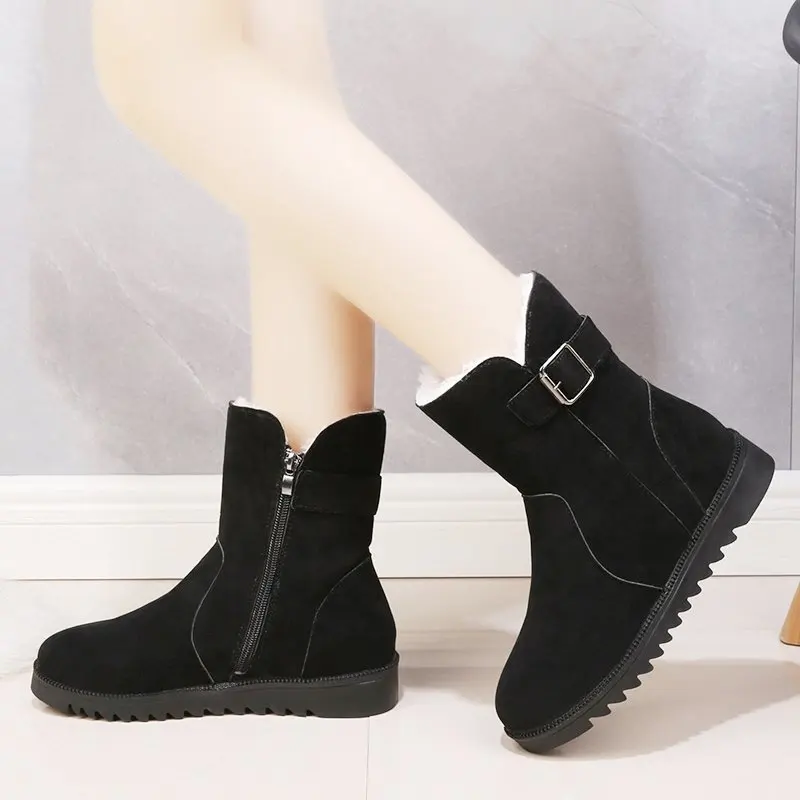 NEW Boots 2020 Brown Black Flock Ankle Boots Female Women Shoes Plush Snow Boots Women Fashion and Keep Warm Winter Boots Women NEW Boots 2020 Brown Black Flock Ankle Boots Female Women Shoes Plush Snow Boots Women Fashion and Keep Warm Winter Boots Women