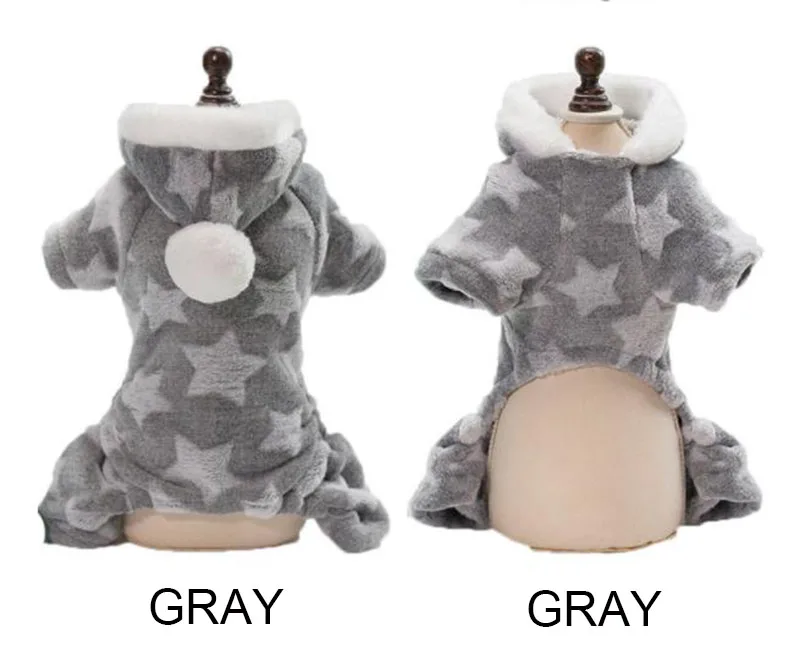 gray Одежда для собак, Осень-зима, модная Милая Одежда для животных со звездами, четыре фута, Коралловая флисовая повседневная одежда для собак, теплая одежда для домашних животных - Цвет: gray