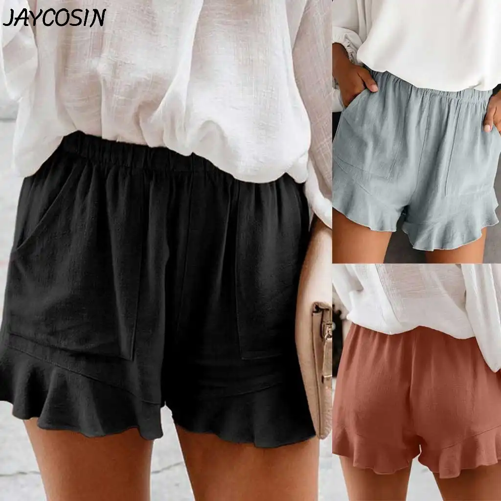 elastic waist shorts ladies