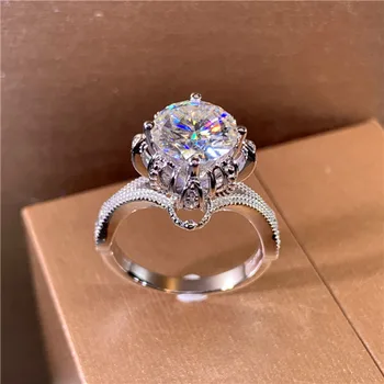 

100% 18K Gold ring 1ct D color VVS Moissanite Diamond Ring Wedding ring With national certificate 0011