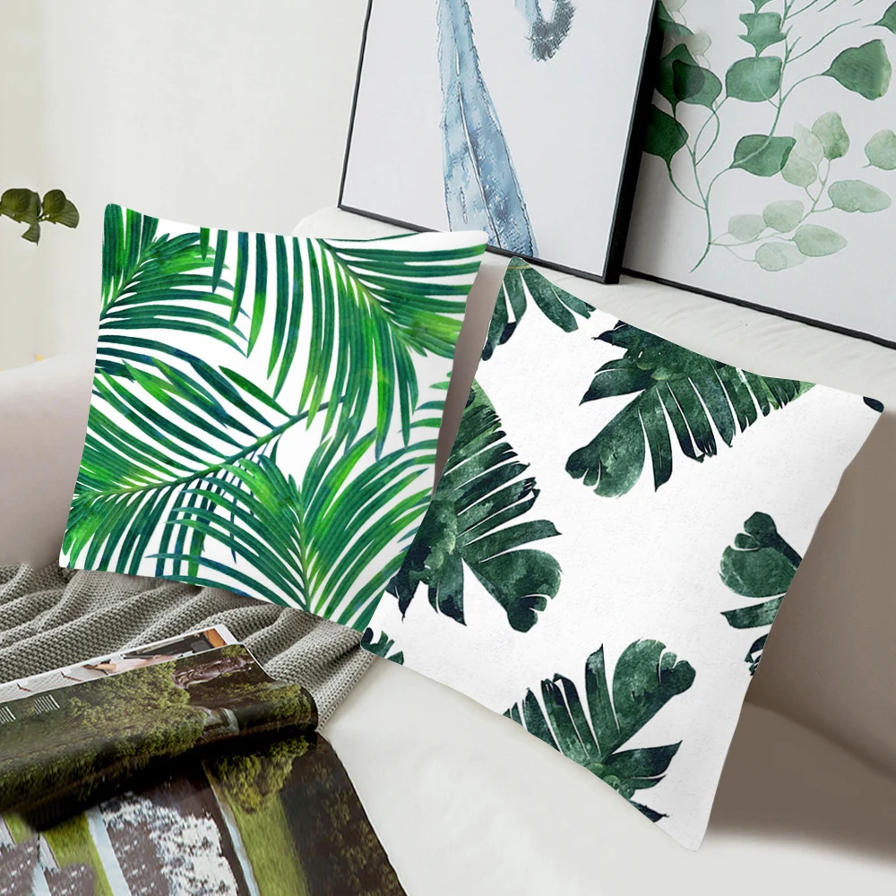 

Kussenhoes Tropical Leaf Green Decoration Pillowcase Cushion Cover Polyester Green Throw Pillow Case Decorative 45x45cm