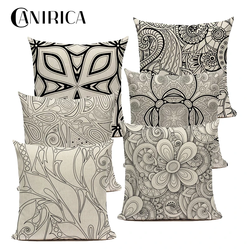 

CANIRICA Vintage Cushion Cover Bohemia Pillow Cover For Sofa Decorative Pillows For Living Room Linen Kussenhoes Home Decor Gift
