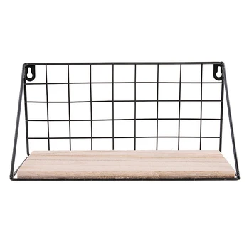 

Nordic Storage Rack Wooden Iron Sundries Storage Rack Decorative Wall Shelves Living Room Bedroom Decoration