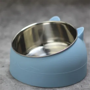 

Cat Bowl Raised Feeder Bowls Cat Dog Bow No Slip Tilted Stainless Steel Water Bowl Stand Elevated