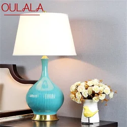 Ouala – lampe de Table en céramique, cuivre, luxe contemporain, bleu pâle, lampe de bureau pour la maison 