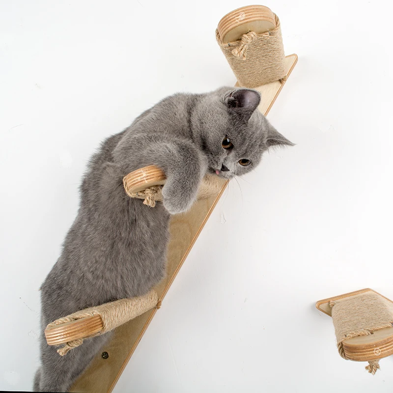 Кошка "настенная" Лестница игрушка Кот настенные укус пеньковая веревка Paw деревянная лестница трубы длиной 60 см