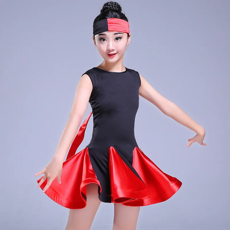 Костюм для латинских танцев для девочек, Детский костюм для занятий танцами, одежда для выступлений, платья для латинских танцев - Цвет: dress-red