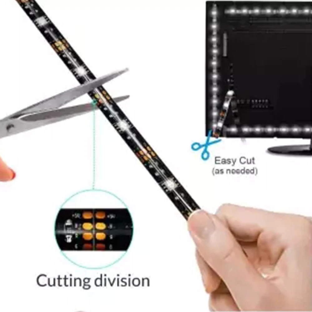 5V USB LED Strip Light RGB Flexible LED Light Tape Ribbon 1M 5M HDTV TV Desktop Screen Backlight Bias Lighting Decor Strip Light 4