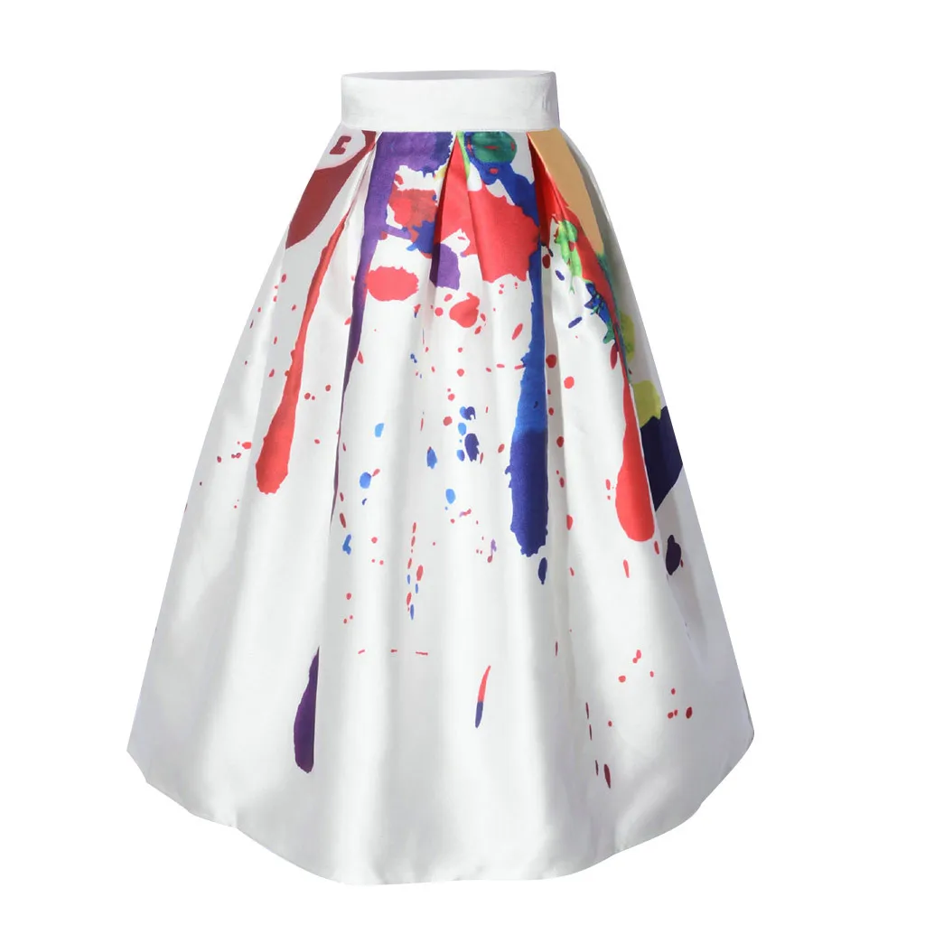 Vintage A-line Dyeing High Waist Skirts Womens Midi Pleated Skirt Pleated Skirts Women Printed Pleated Flared Midi Skirts Aug