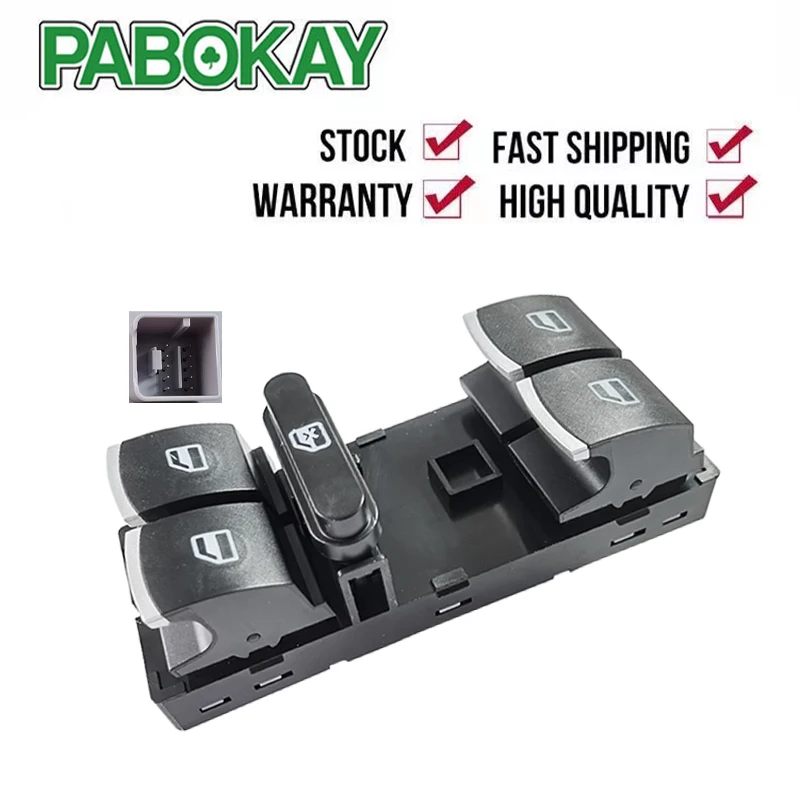 1Pcs Chrome Master Window Switch For VW Golf MK5 MK6 Tiguan Touran Jetta Passat 5ND959857 5ND 959 857 | Автомобили и мотоциклы