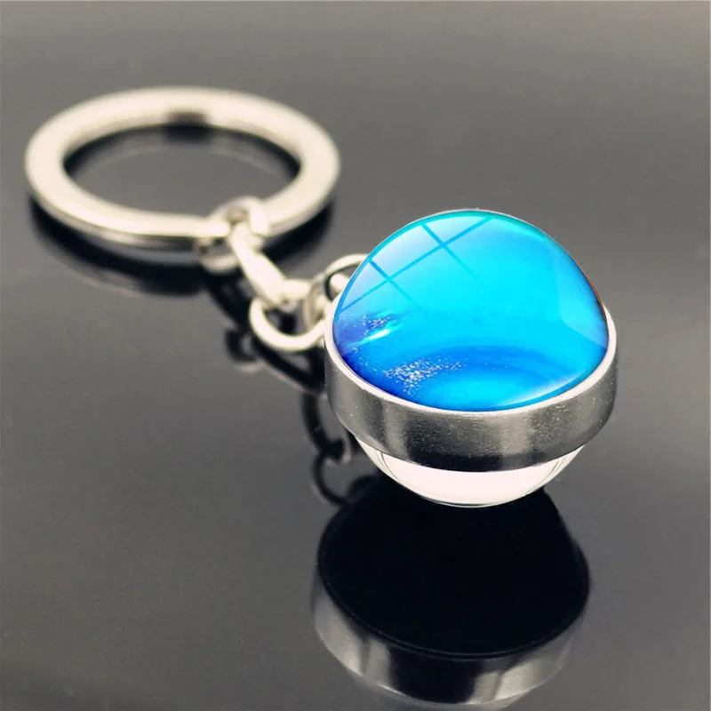 Solar System Planet Keyring Galaxy Nebula Space Keychain Moon Earth Sun Mars Art Picture Double Side Glass Ball Key Chain (5)
