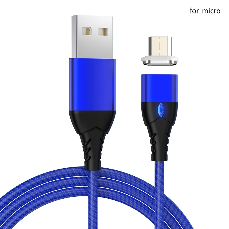 Кабель Micro USB, магнитное зарядное устройство, 1,5 м, для iPhone, samsung, Android, быстрая зарядка, магнитный кабель usb type-C, шнур для мобильного телефона - Цвет: Blue for Micro USB