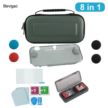 

Bevigac 8PCS TPU Case EVA Bag Tempered Glass Screen Protector Thumb Grips Card Box Set for Nintendo Nintend Switch Lite Console