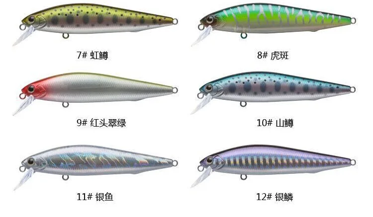 Fishing Lure hard bait minnow 80mm 10g 65mm 7g sinking long casting shovel Red-tailed squid yindao