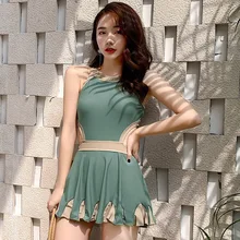 Купальник слитный купальник женский купальник женский большой размер купальный костюм Корейская Униформа юбка Животный полиэстер