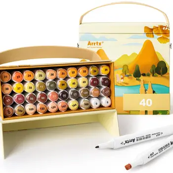 

Arrtx ALP Yello Tone 40 Colors Alcohol Marker Pen Dual Tips Markers Perfect for Light, Flame, Harvest Wheat Fields, Fallen leave
