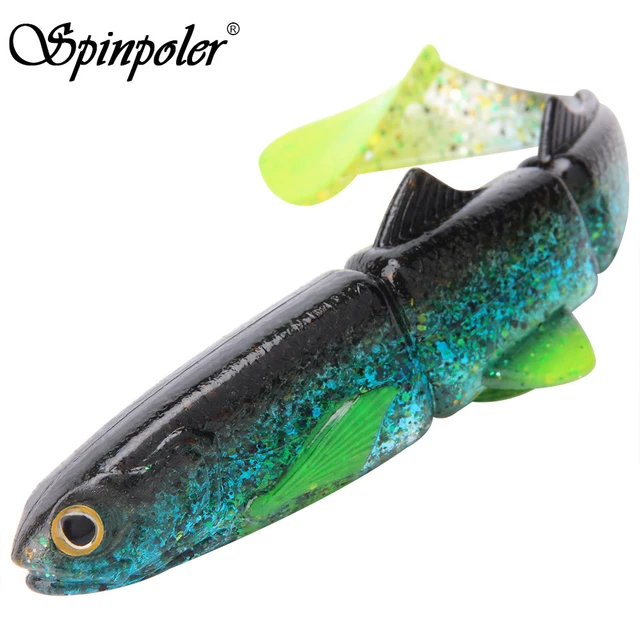 Spinpoler 1pc Soft Fishing Lures 6.3/8.6inch Segmented 3D Soft Paddle Tail  Swimbait 6 Colors